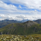 11.8.: Aussicht von der Hütte Richtung Bernina-Gruppe