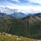 11.8.: Aussicht von der Hütte Richtung Bernina-Gruppe