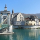 15.10.: Brücke und Kirche in Seyssel, vom rechten Rhôneufer aus
