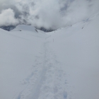 11.2.: Blick zurück auf die Spuren im frischen Schnee