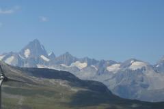 24.7.: Panoramablick mit Finsteraarhorn (l) und Schreckhorn (r)